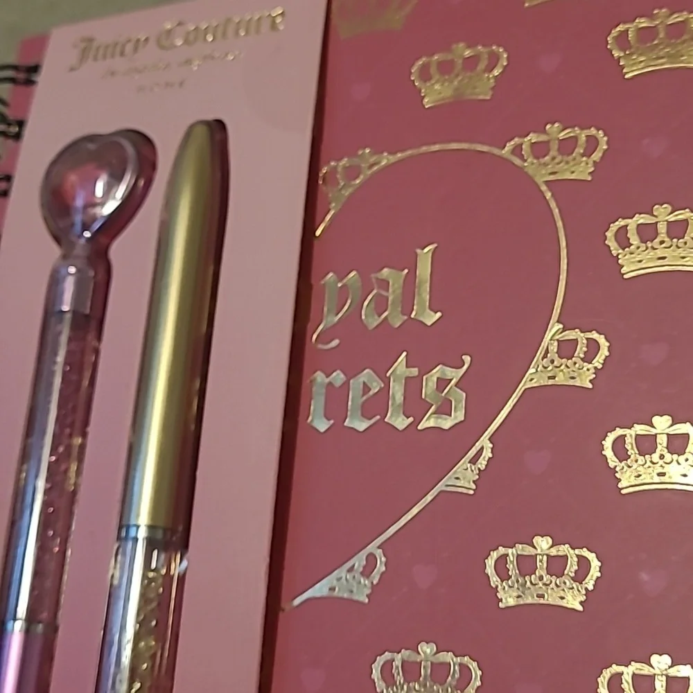 Juicy Couture Pink and Gold Spiral Notebook with Pen Set